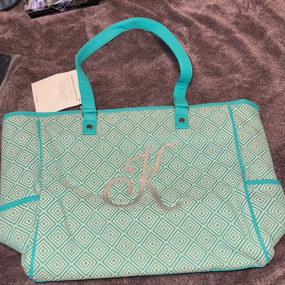 Thirty-One Aqua Diamond Tote Bag